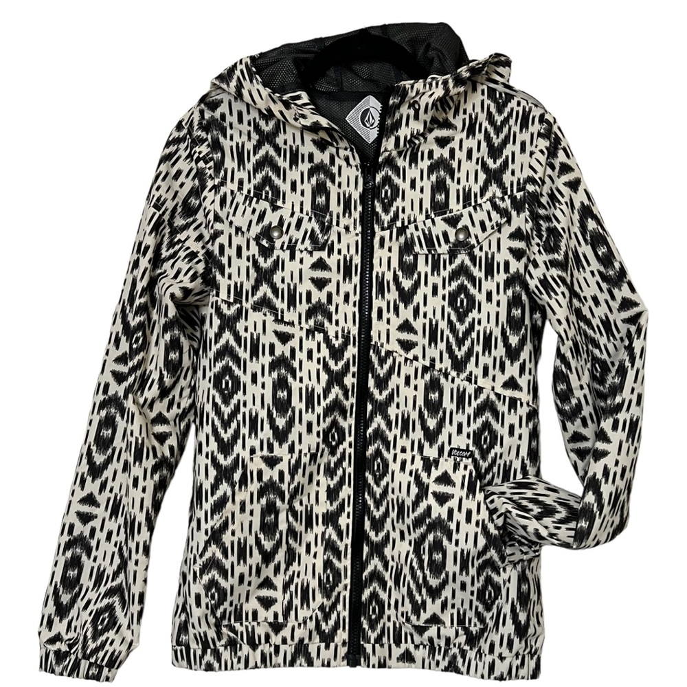 VOLCOM ENEMY LINES HOODED WINDBREAKER, SOFT SHELL LAYERING JACKET SIZE XS.